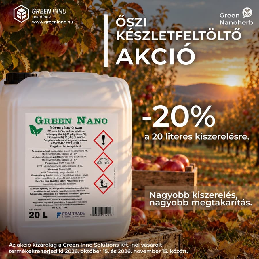 Green Nano 20 literes kanna őszi almáskertben, −20% kedvezmény